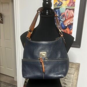 Dooney & Bourke Navy and Tan Shoulder Bag